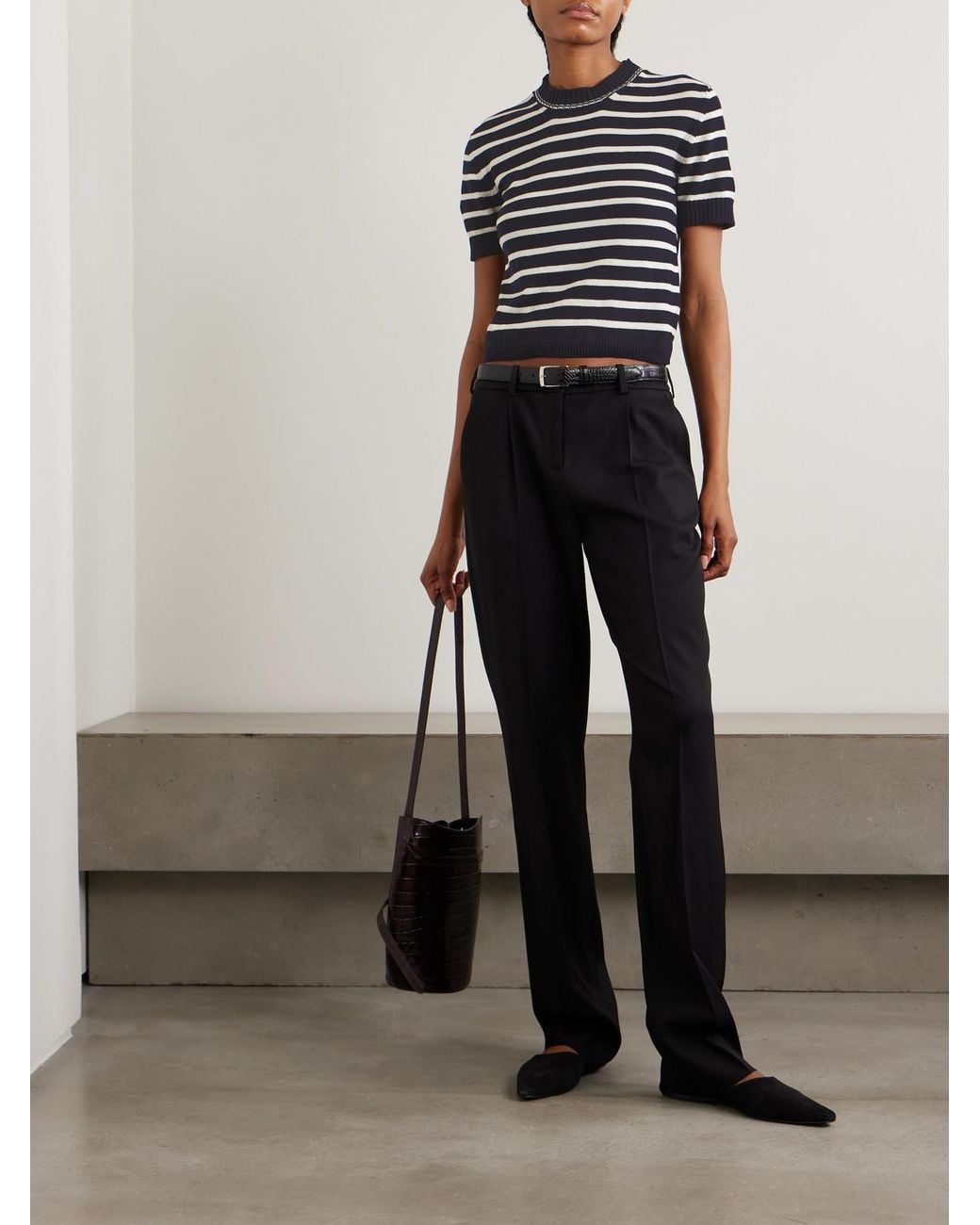 &Daughter Blue Shona Striped Organic Cotton Top