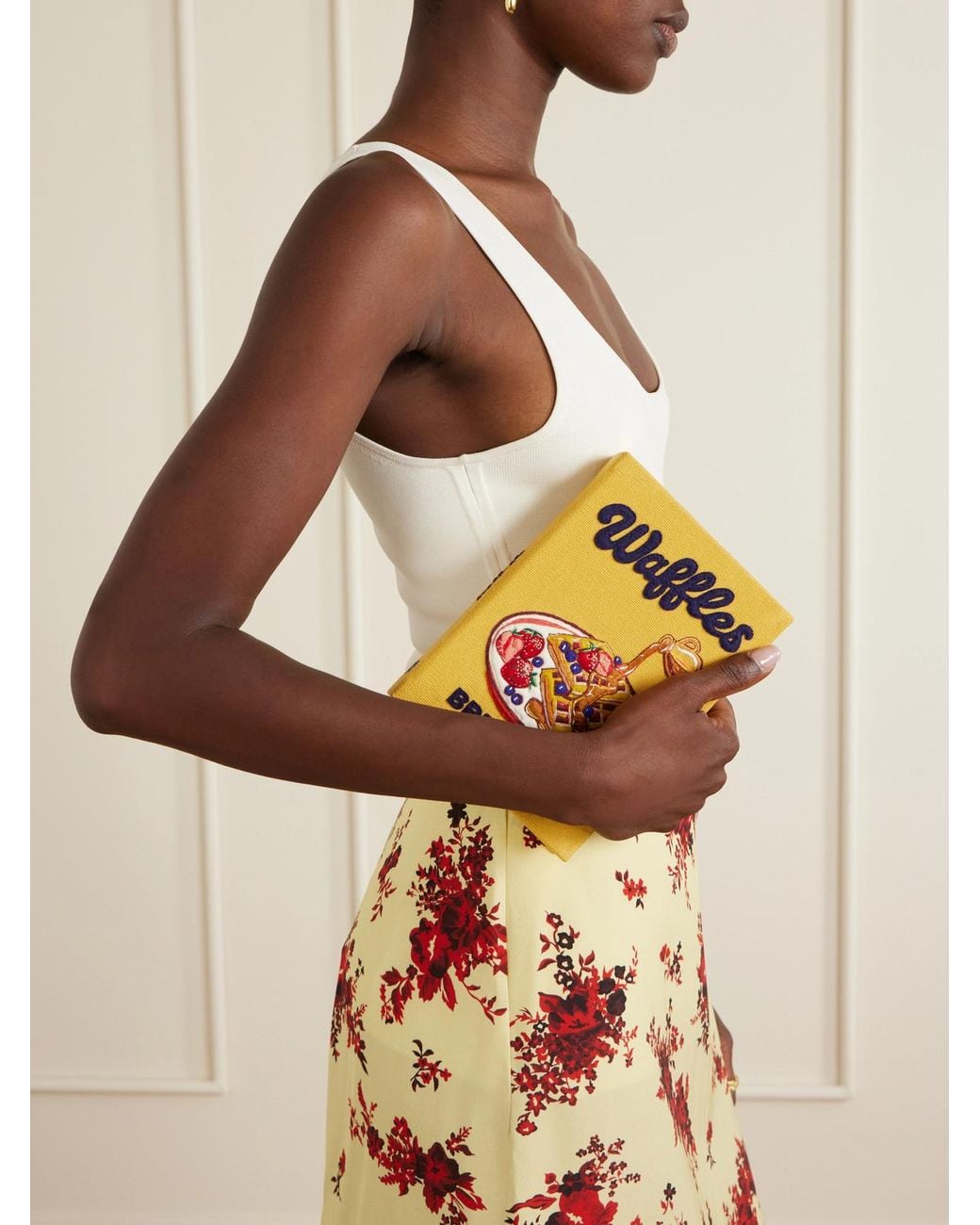 Olympia Le-Tan Metallic Waffles: Breakfast For Champions Embroidered Canvas Clutch