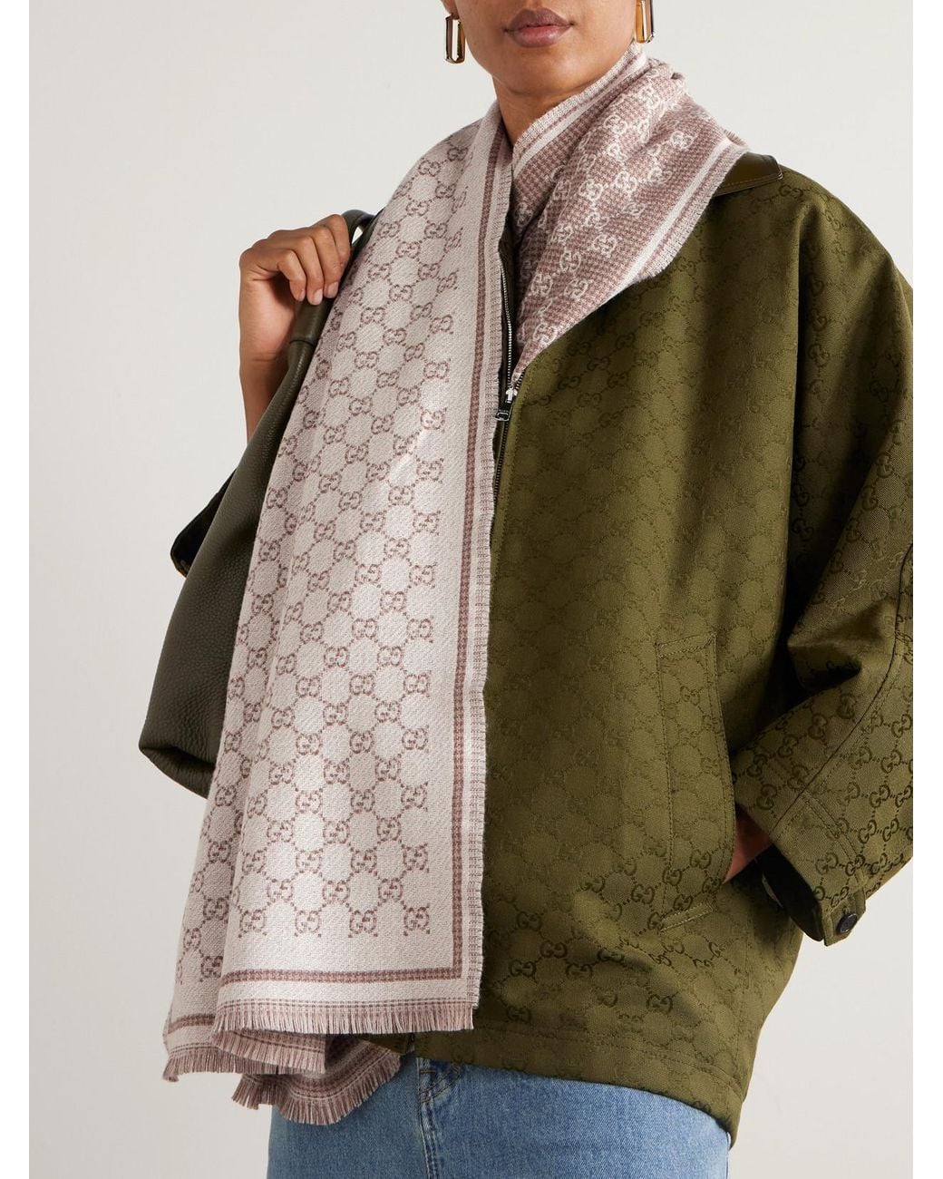 Gucci Pink Wool-Jacquard Scarf