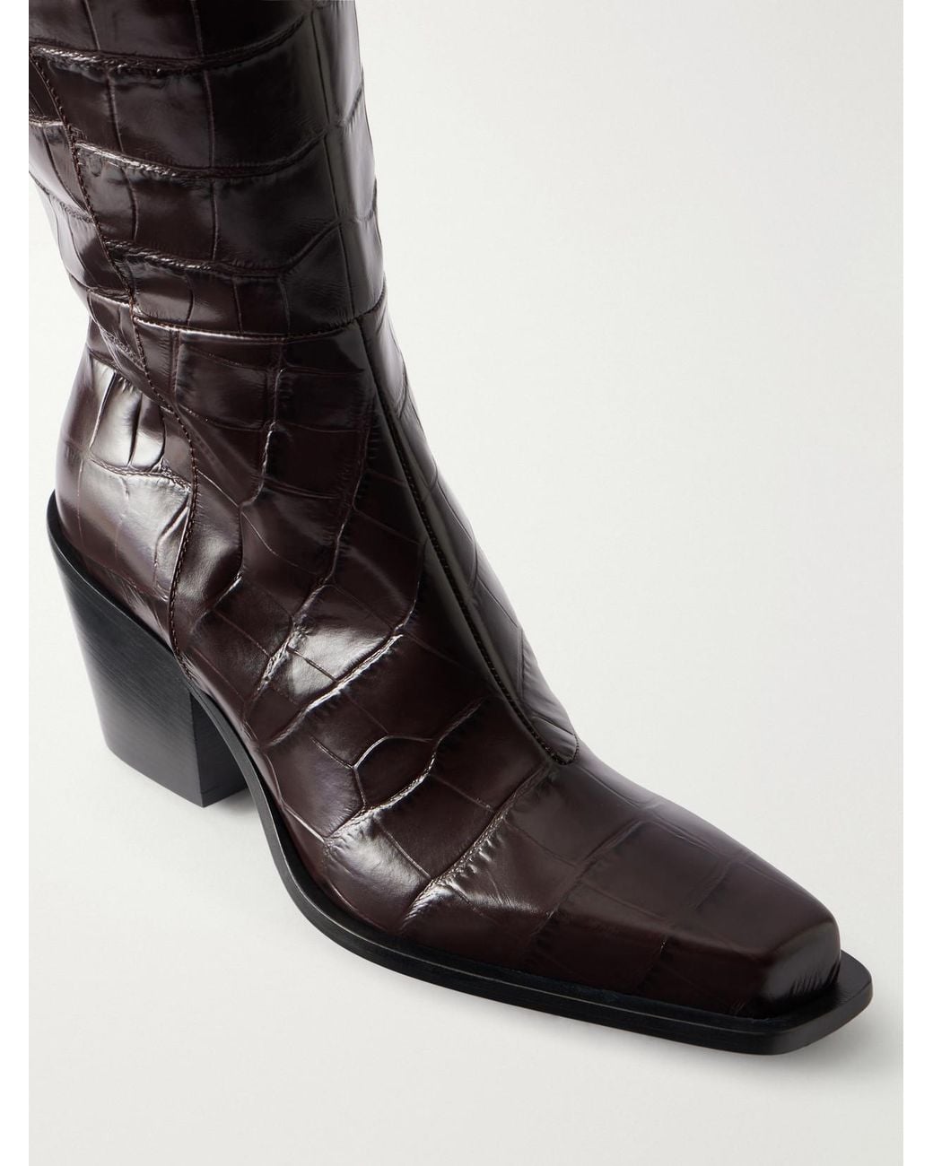 Sportmax Black Zuppa 70 Croc-Effect Leather Over-The-Knee Boots