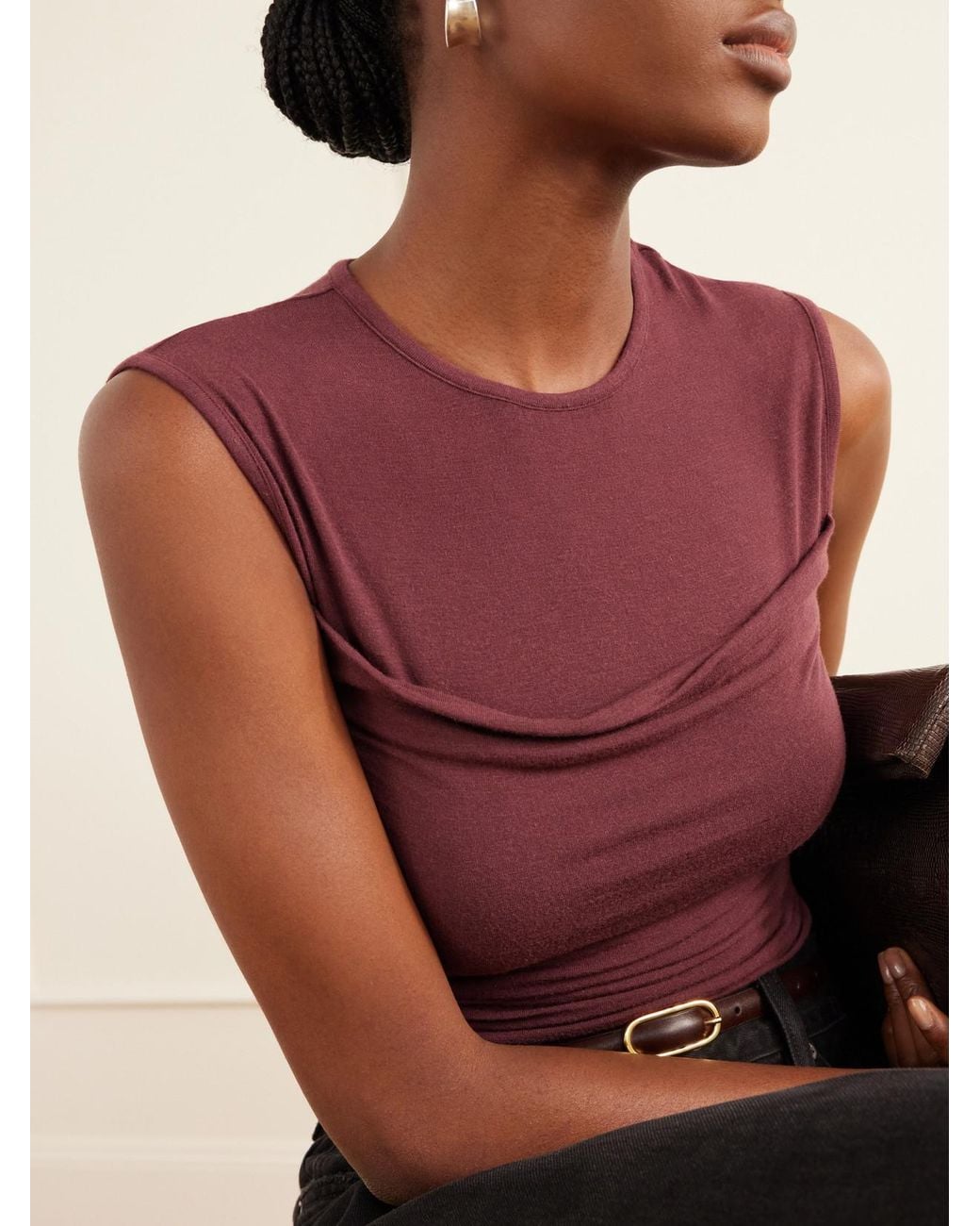 Agolde Purple Theodore Ruched Jersey Tank
