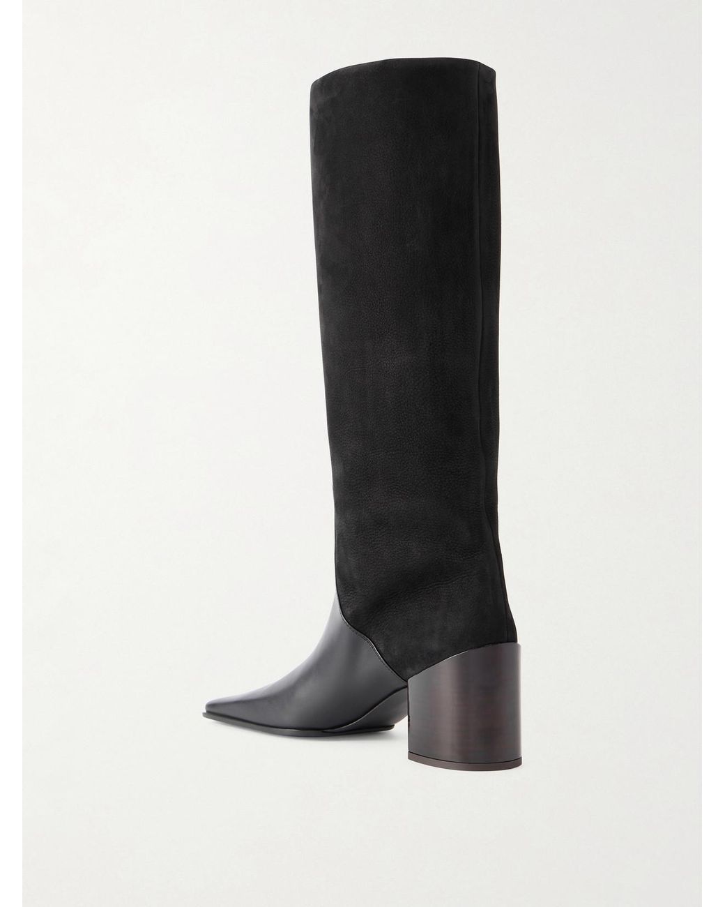 Alaïa Black Textured-Leather And Suede Knee Boots