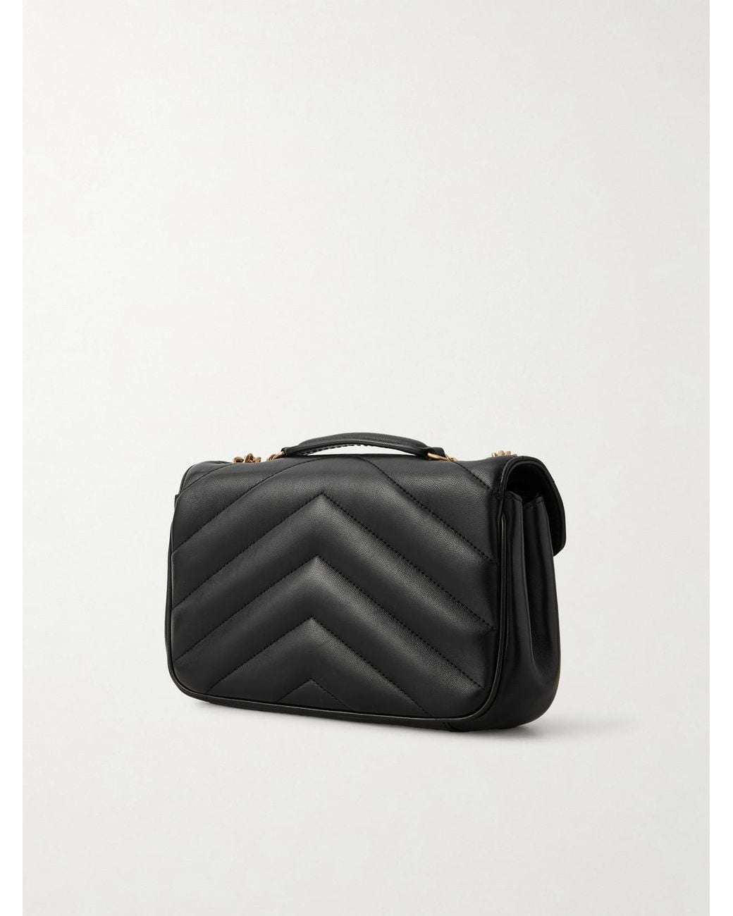 Saint Laurent Black Loulou Small Matelassé Leather Shoulder Bag