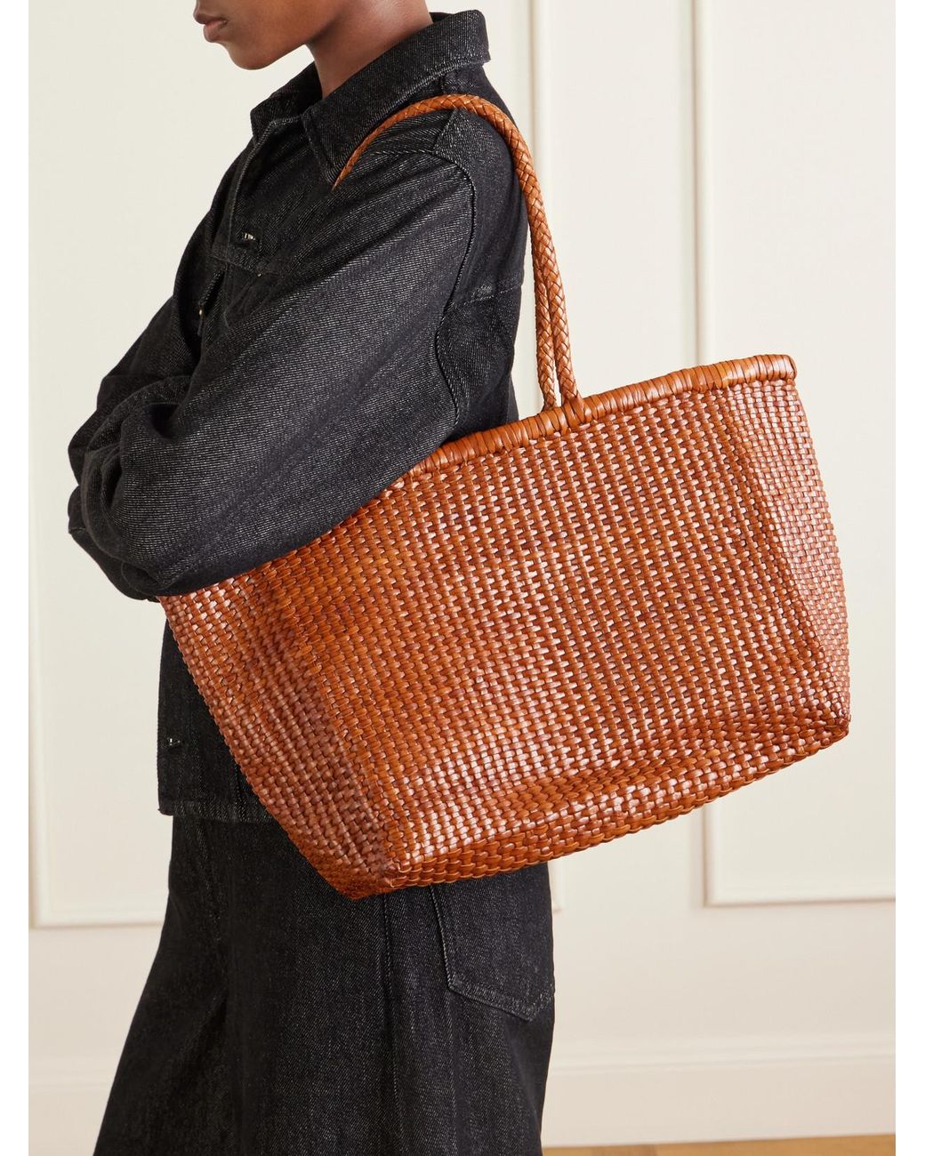 Dragon Diffusion Brown B Weave Leather Tote