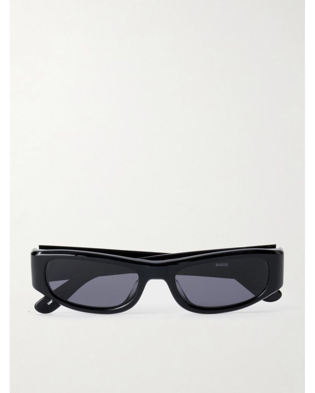 THISTLES Black The Suede Square-Frame Acetate Sunglasses