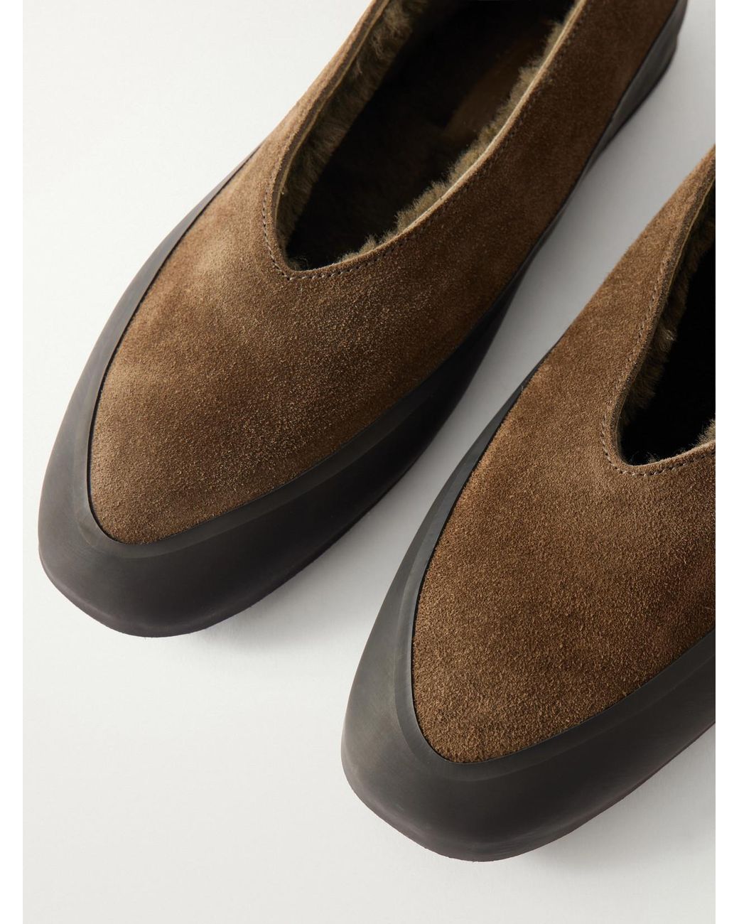 Le Monde Beryl Green Apres Ski Rubber-Trimmed Suede Ballet Flats