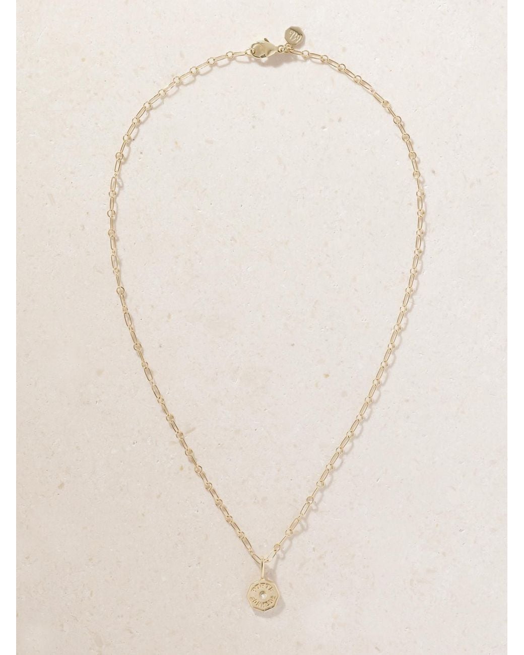 Marlo Laz Natural Pb Charm Mini 14-Karat Diamond Necklace