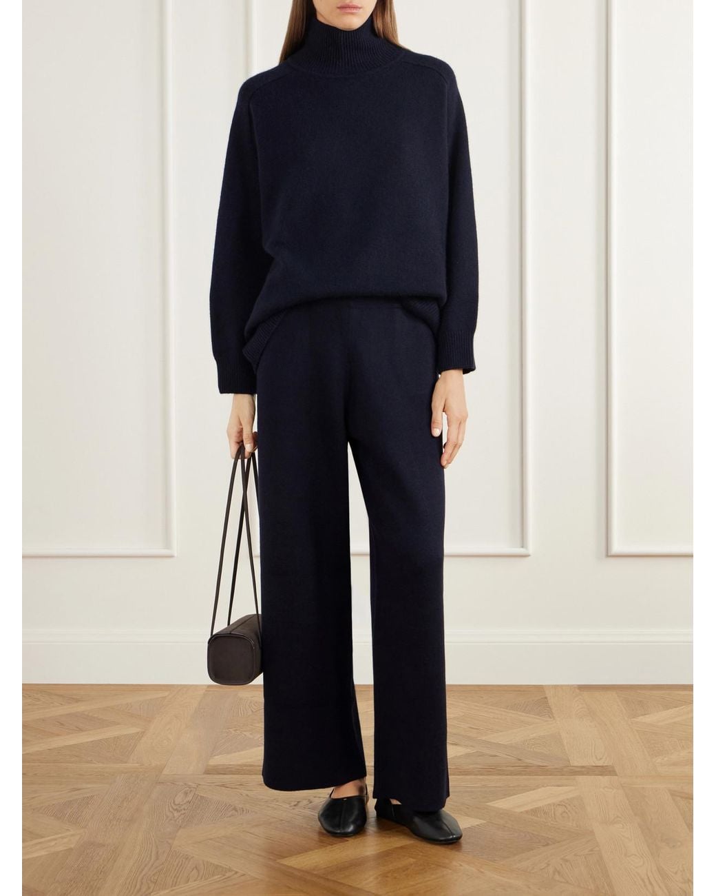 Allude Blue Cashmere Turtleneck Sweater