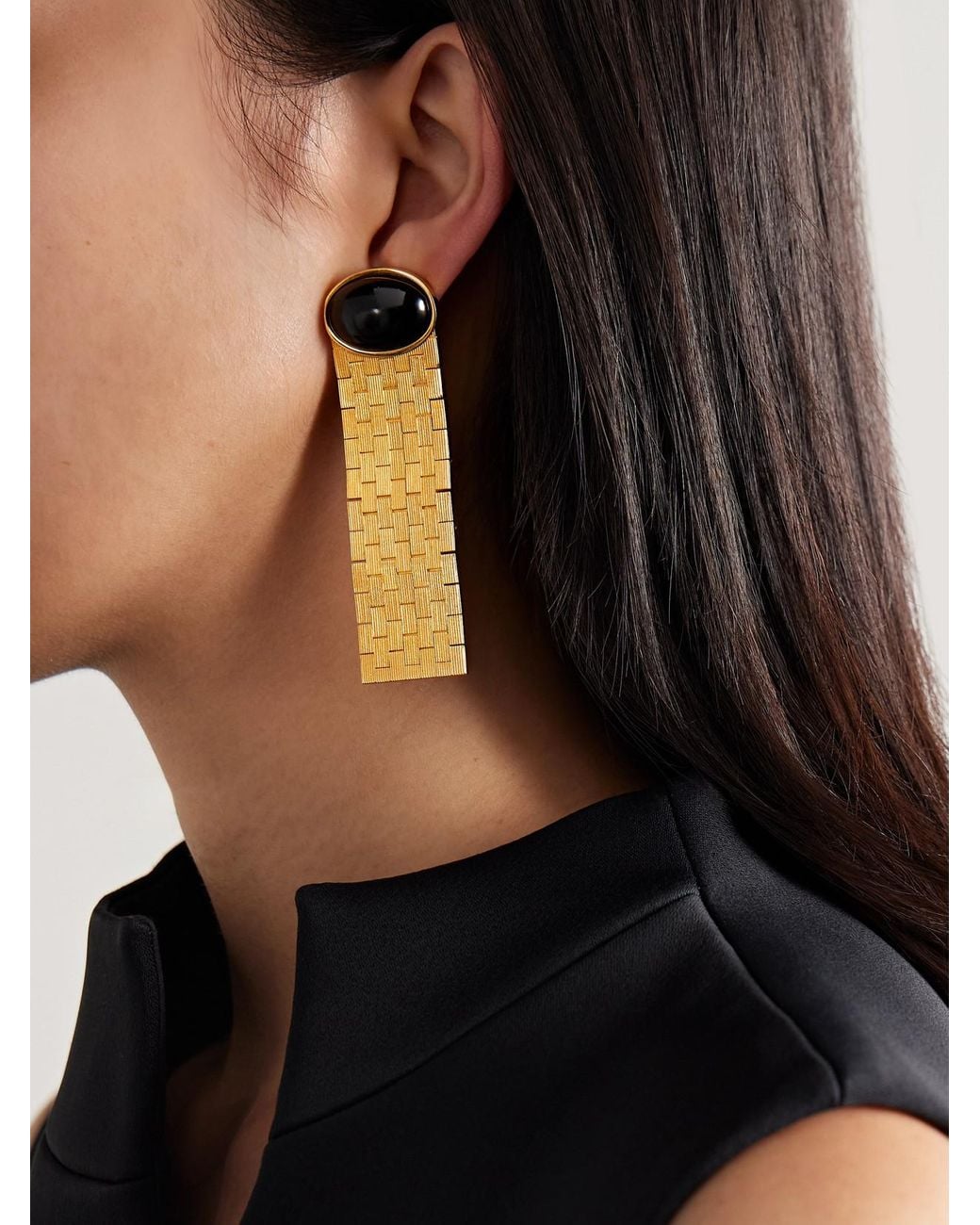 Khaite Metallic Chronos-Plated Agate Earrings