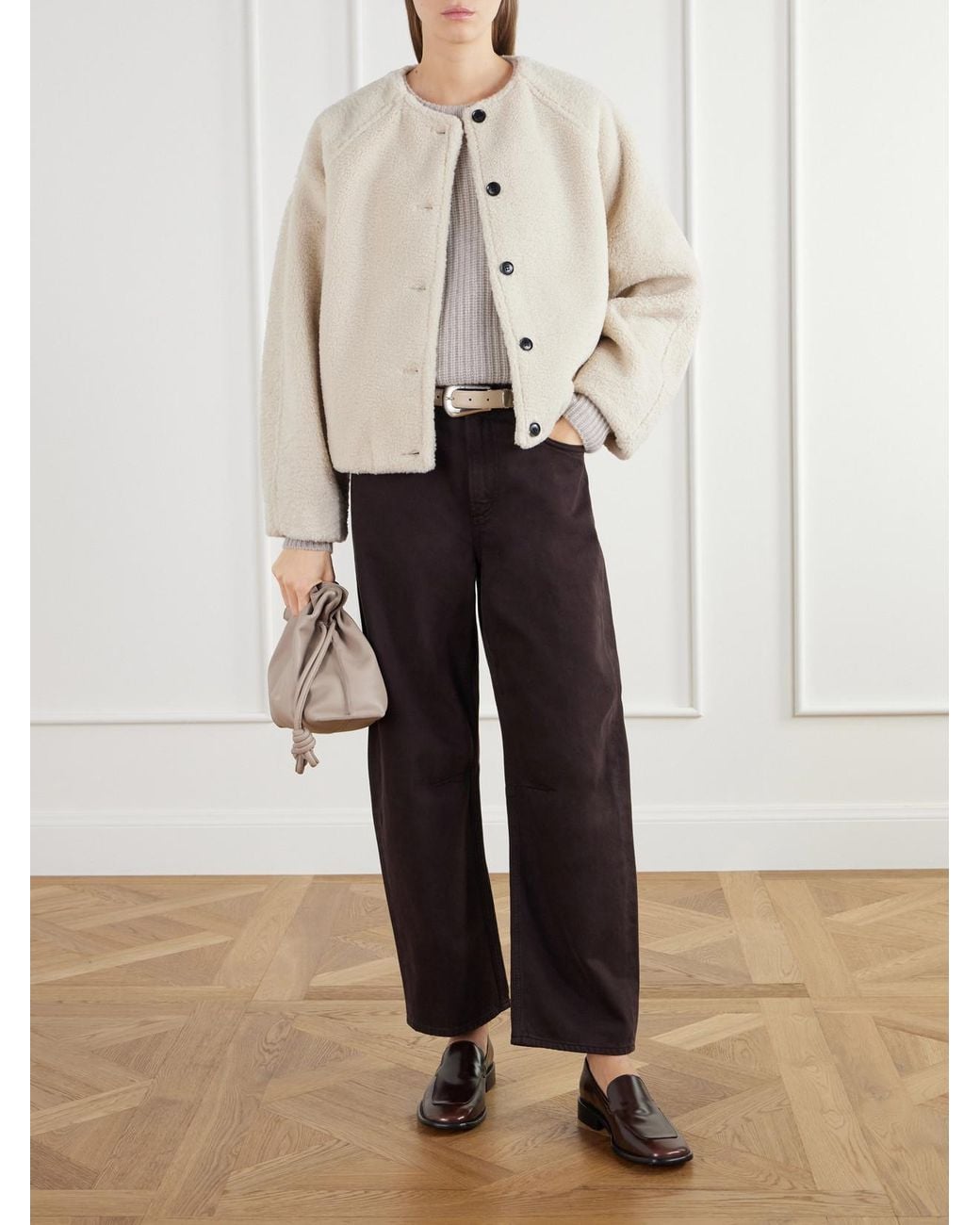 Citizens of Humanity Natural Cropped Plush Bomber Jacket