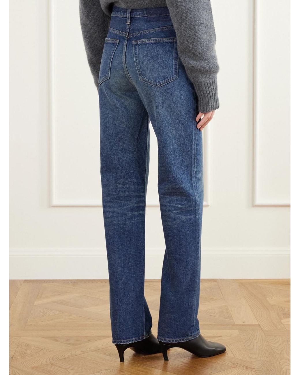 Totême Blue Mid-Rise Slim-Leg Jeans
