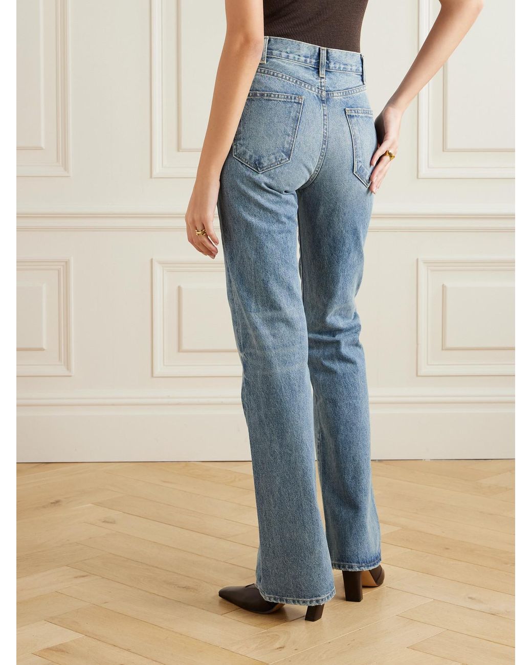 Nili Lotan Blue Joan High-Rise Straight-Leg Jeans