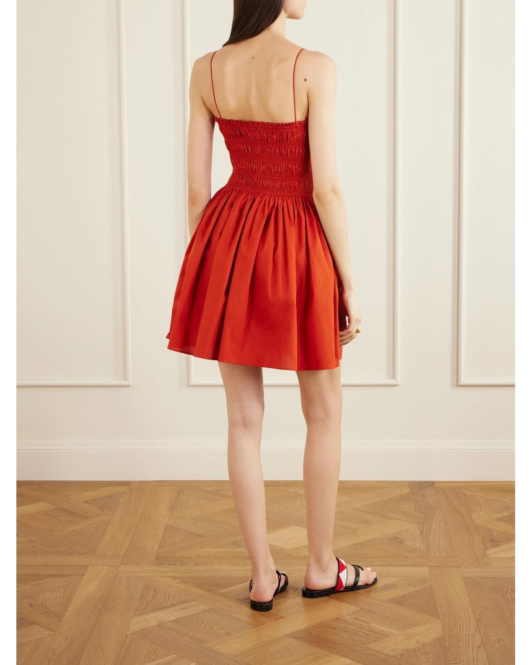 Matteau Shirred Organic Cotton-Poplin Mini Dress