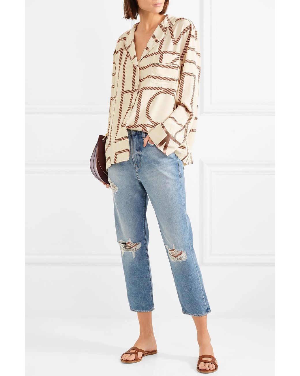 FRAME Denim Le Stevie Crop Distressed 