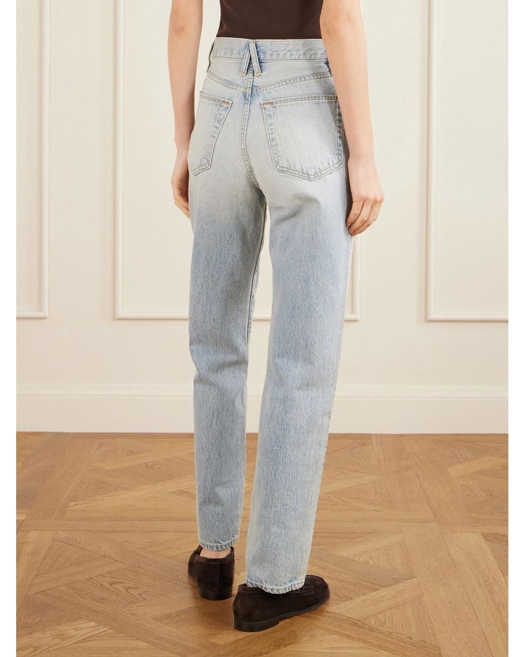 SLVRLAKE Denim Blue London Organic High-Rise Straight-Leg Jeans