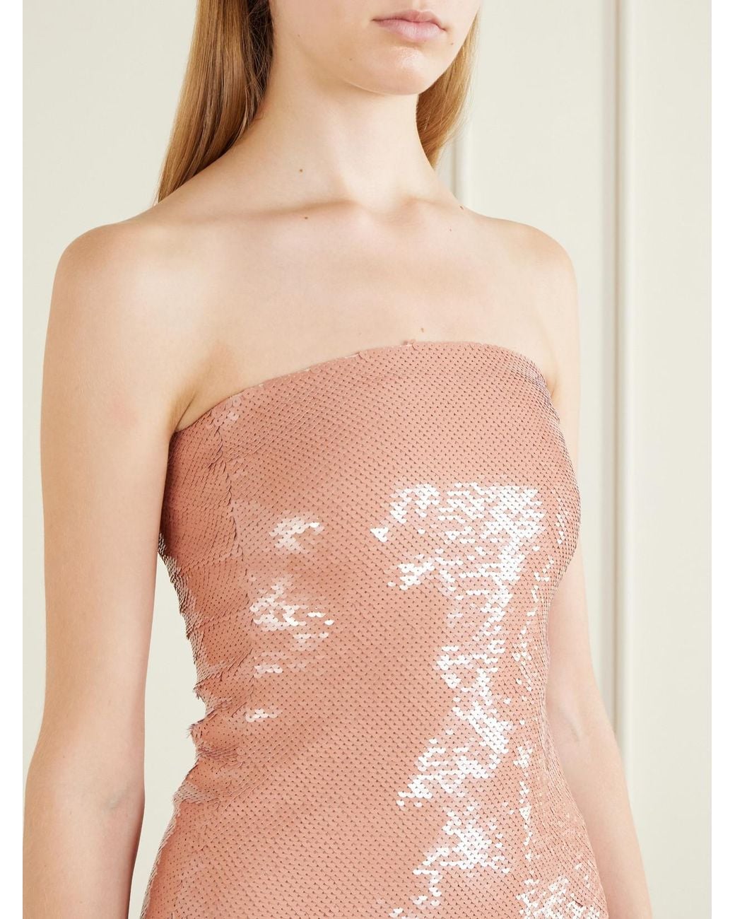 Dima Ayad Pink Sequin-Embellished Cloqué Gown
