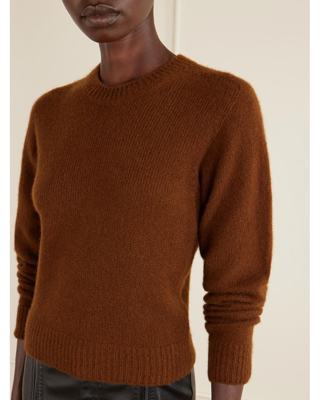 Tom Ford Brown Cropped Cashmere And Silk-Blend Sweater