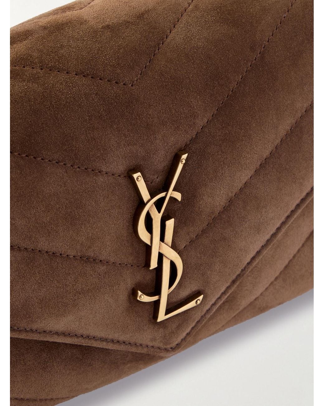 Saint Laurent Brown Loulou Matelassé Suede Shoulder Bag