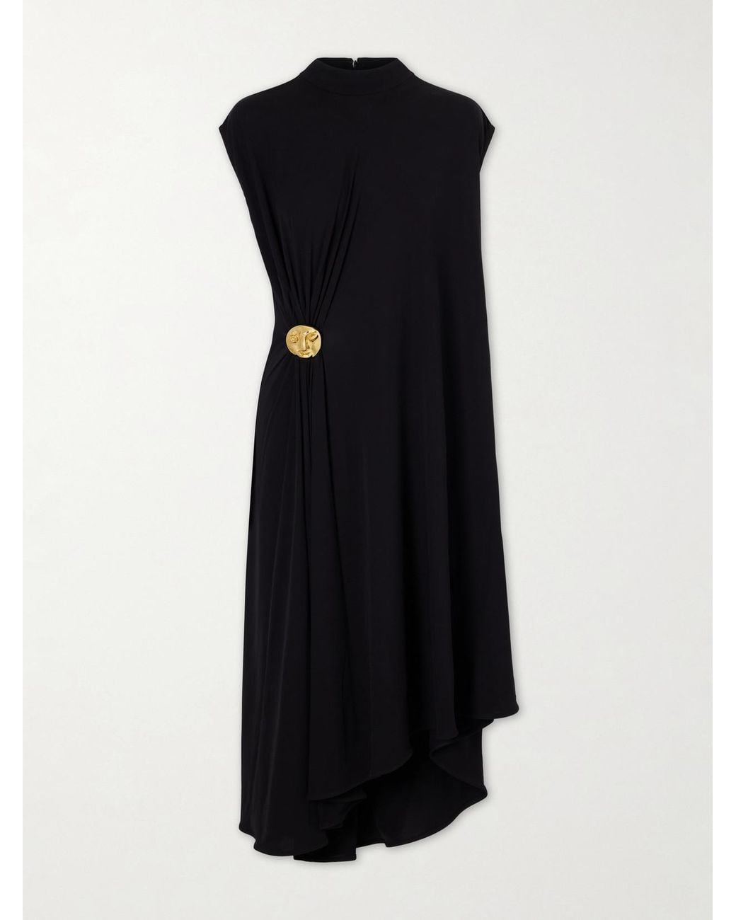 Bottega Veneta Black Embellished Jersey Midi Dress