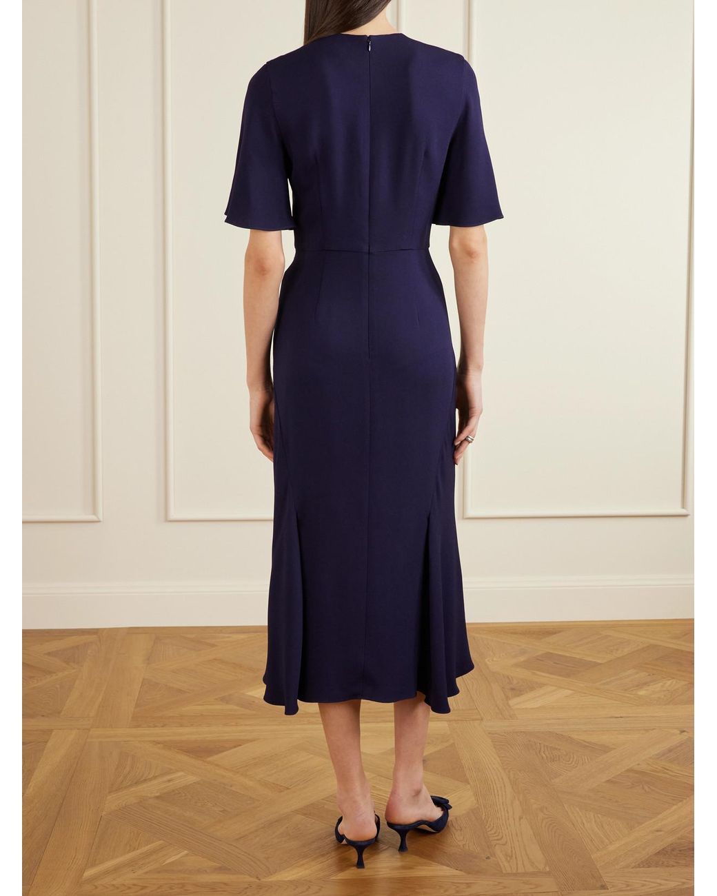 knee length dresses for ladies Flutter Sleeve Midi Dress, Painted Rose Bouquet / 4 main image 0