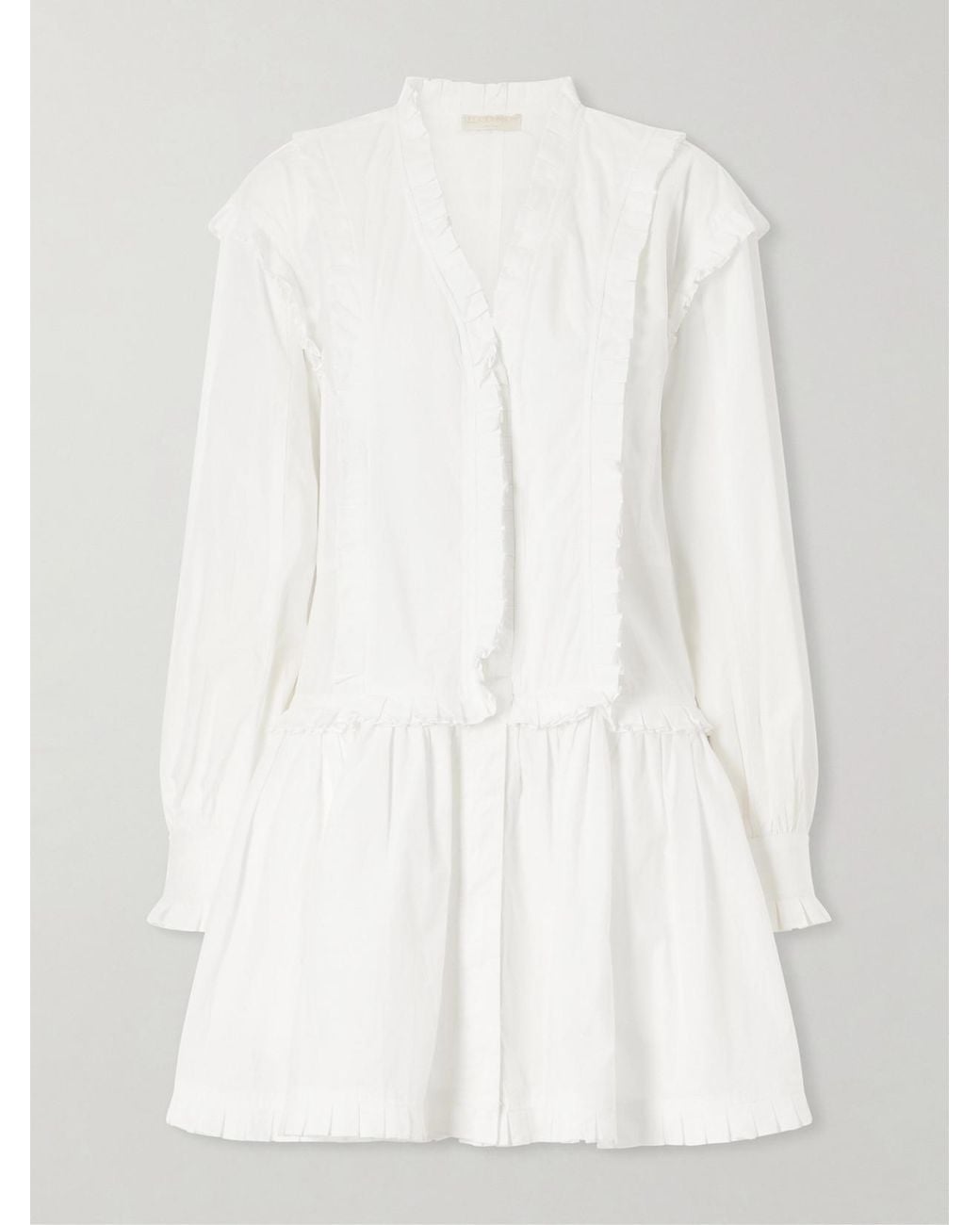 Ulla Johnson White Beatrix Ruffled Cotton Mini Dress