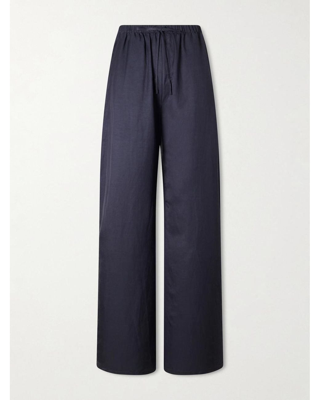 Leset Blue Daniel Satin Wide-Leg Pants