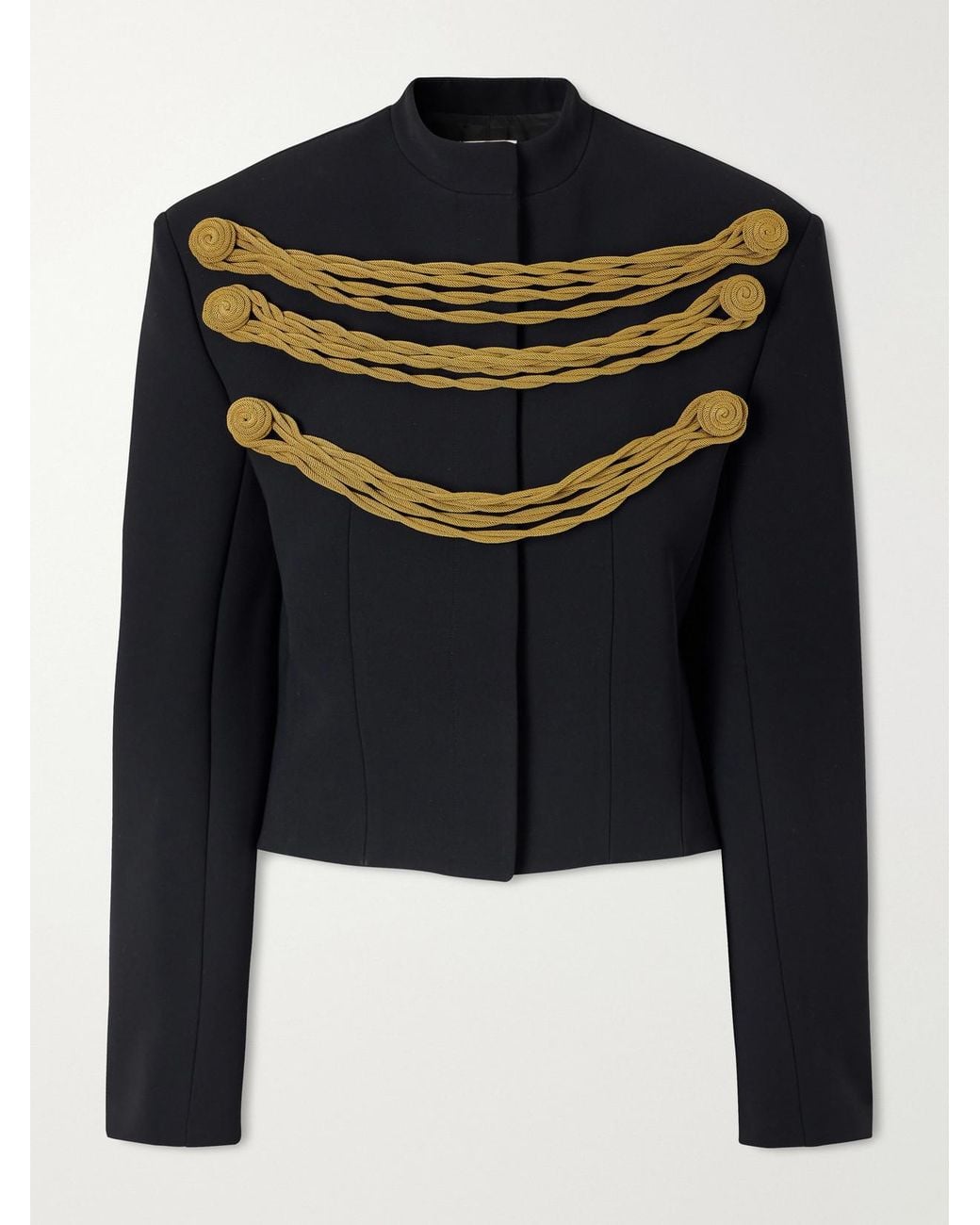 Khaite Black York Cord-Detailed Crepe Jacket