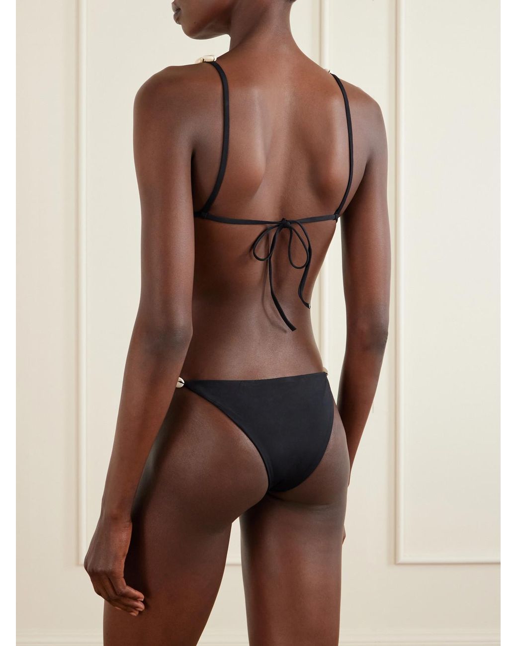 SARA CRISTINA Black Cowries Embellished Bikini