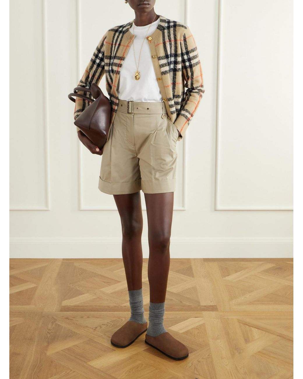 Burberry Natural Checked Cashmere Cardigan