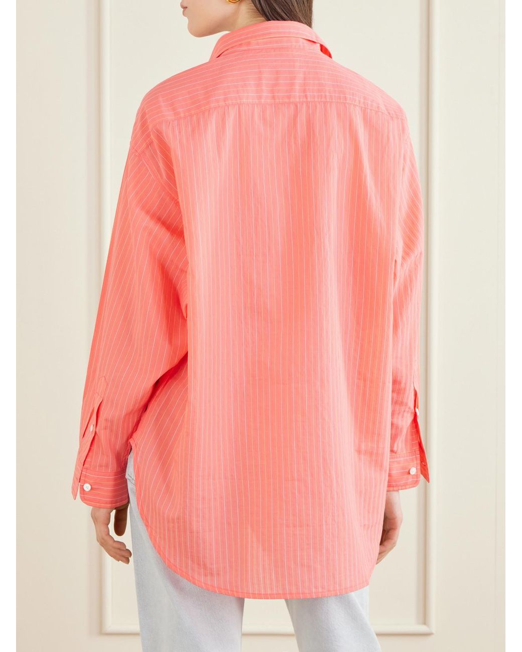 Agolde Pink Sona Striped Cotton-Blend Shirt