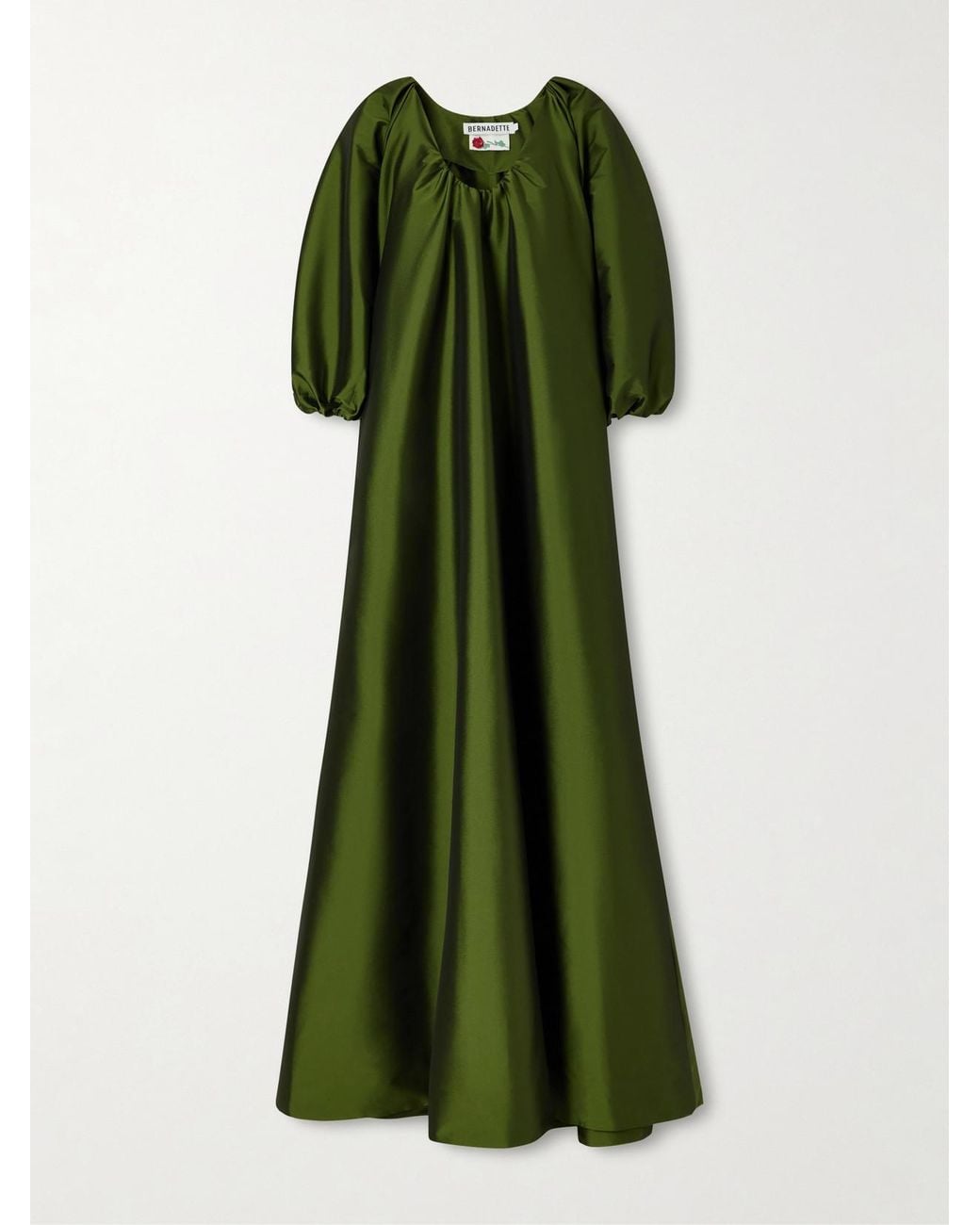 BERNADETTE Green George Gathered Taffeta Gown