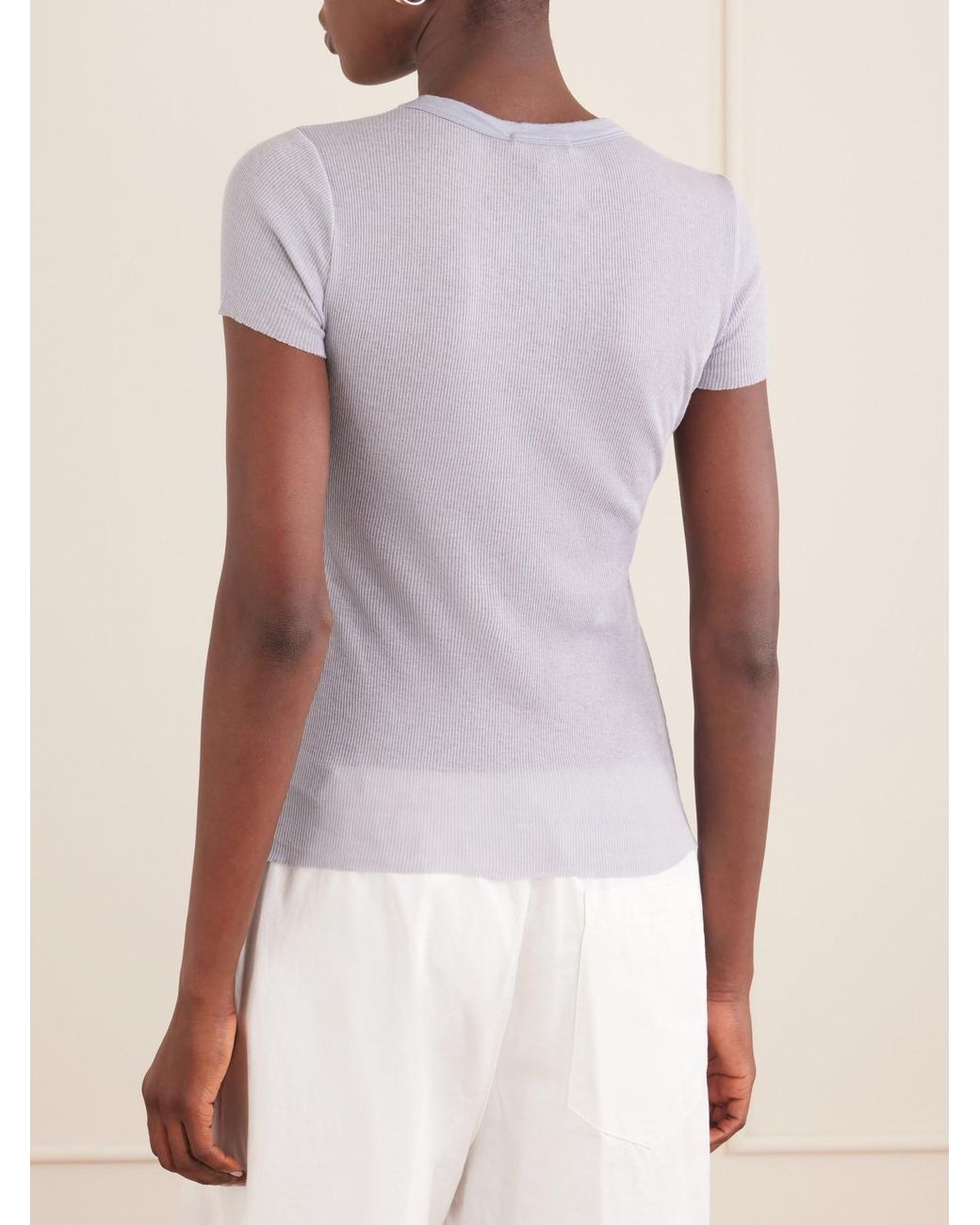 James Perse Gray Ribbed Cotton And Cashmere-Blend T-Shirt