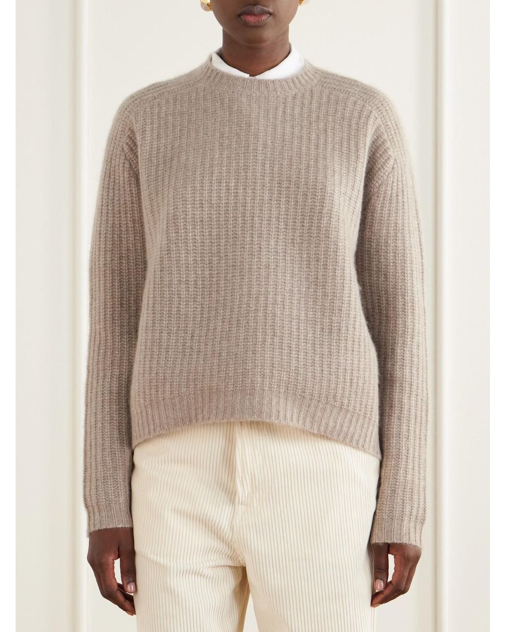 arch4 Natural Nisha Ribbed Cashmere Sweater