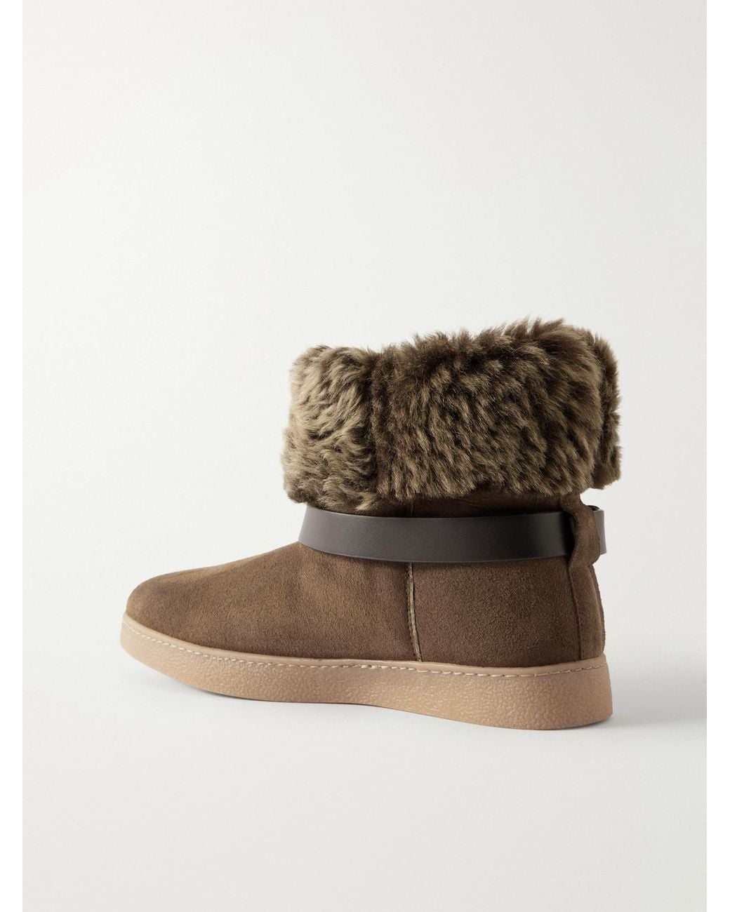 Isabel Marant Brown Nolyz Belted Shearling-Trimmed Suede Ankle Boots