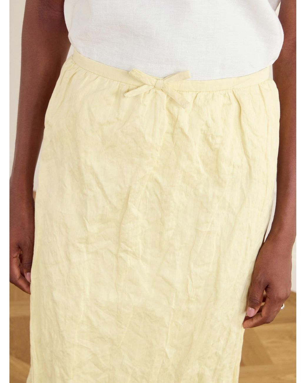 ShuShu/Tong Natural Bow-Detail Cotton-Blend Midi Skirt