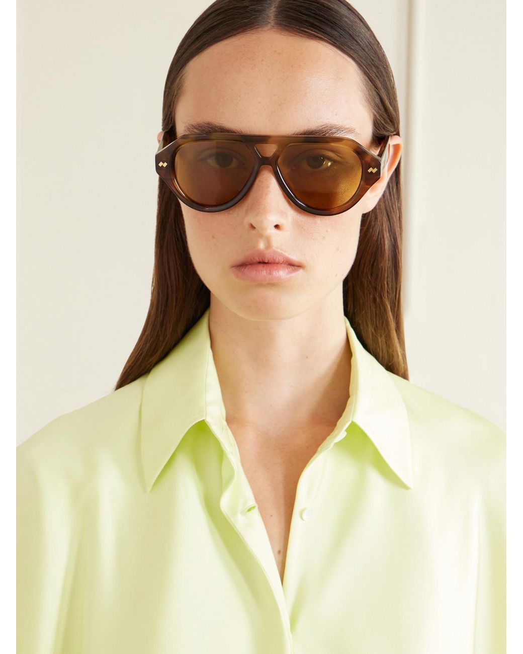 Bottega Veneta Natural Dizzy Aviator-Style Recycled-Acetate Sunglasses