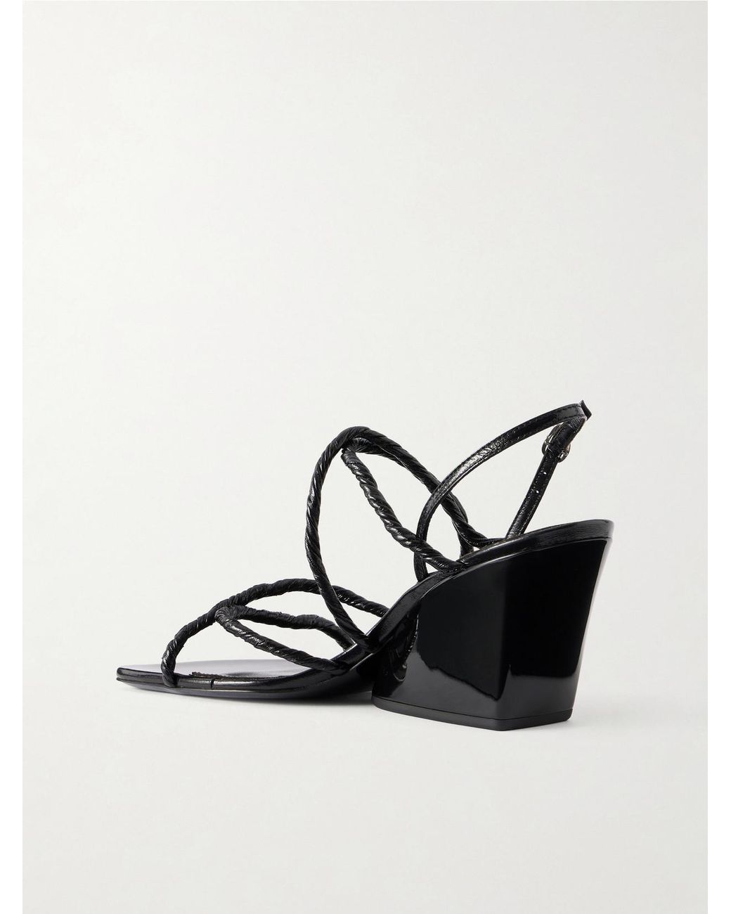 Proenza Schouler Black Twist Slant 70 Leather Wedge Sandals