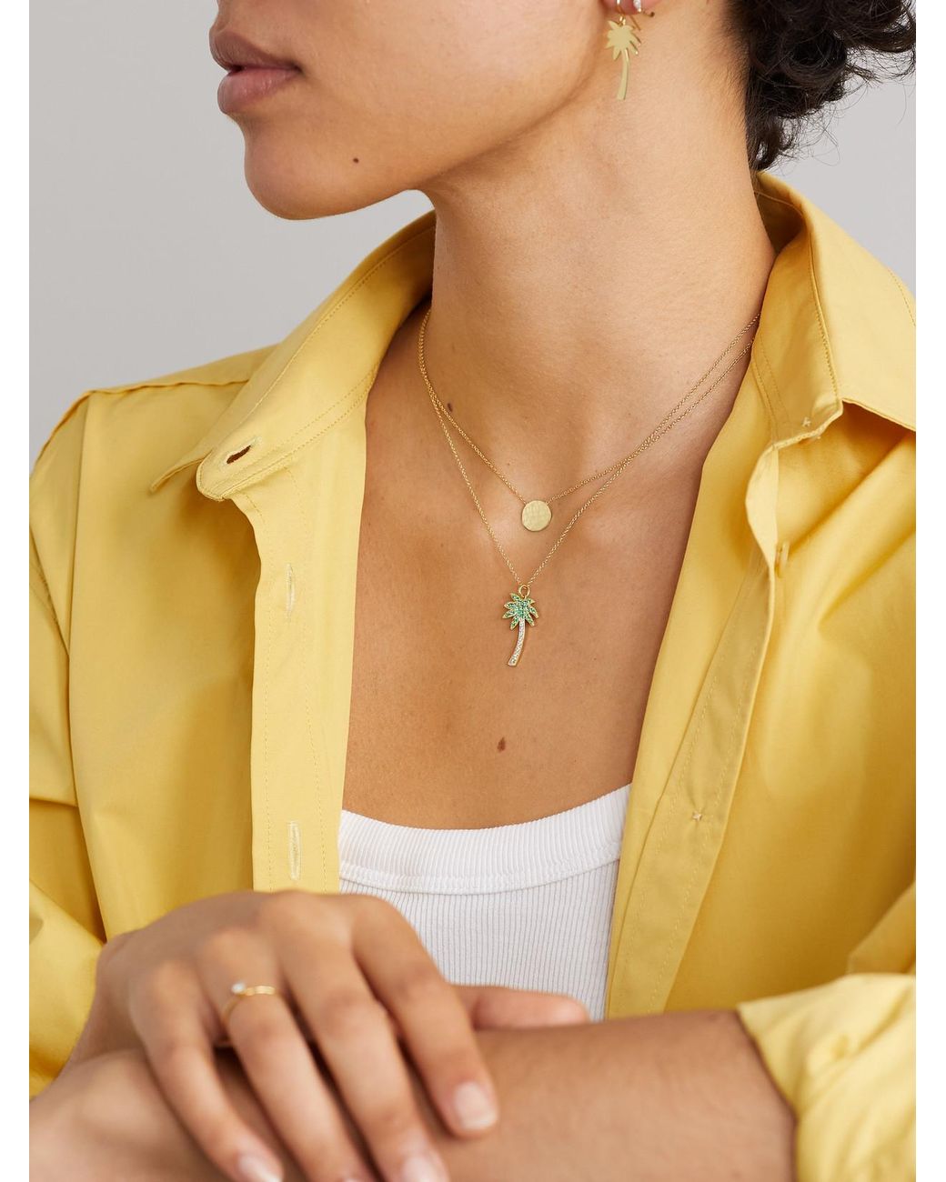 Jennifer Meyer Natural Mini Hammered Disc 18-Karat Necklace