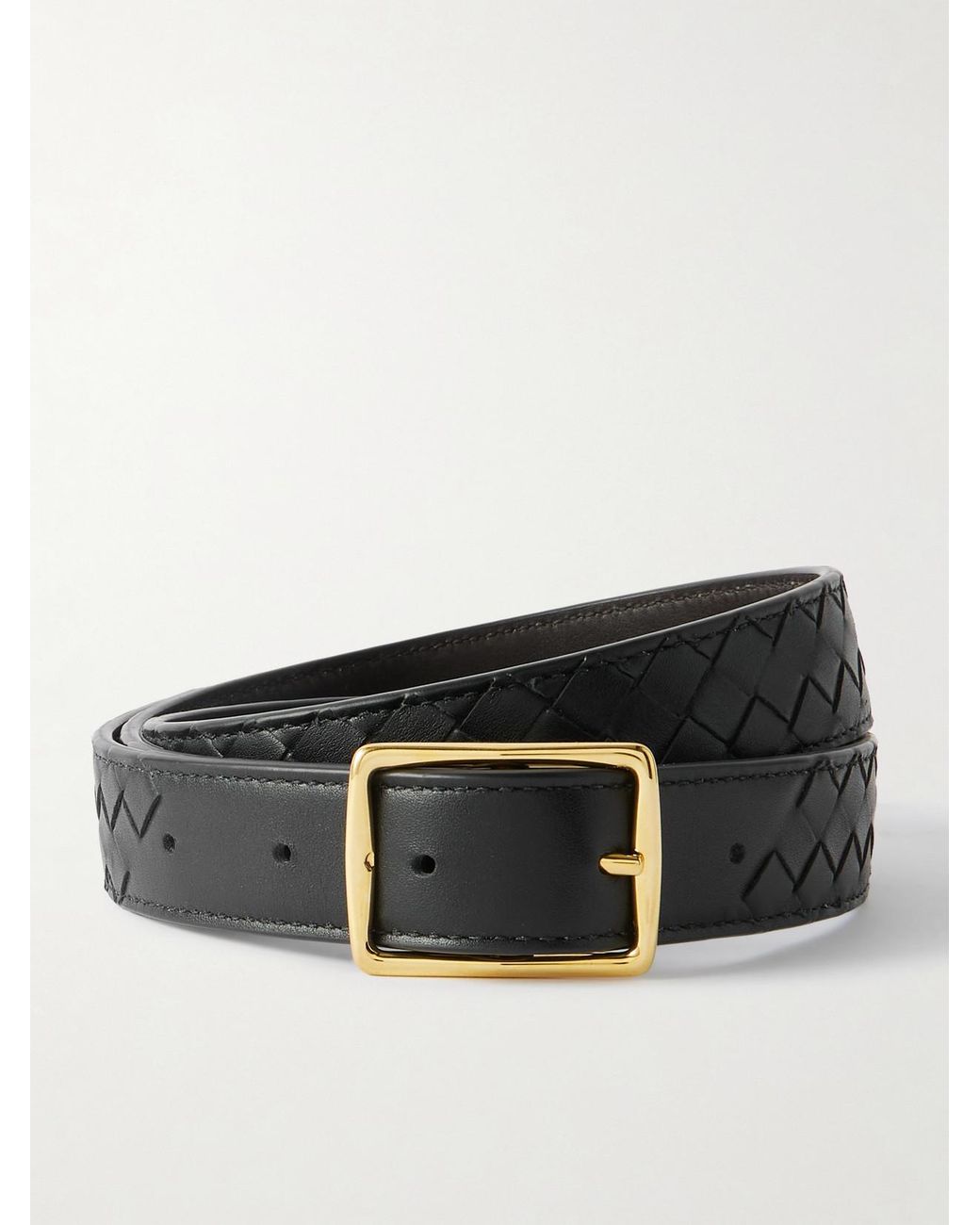 Bottega Veneta Black Intrecciato Leather Belt