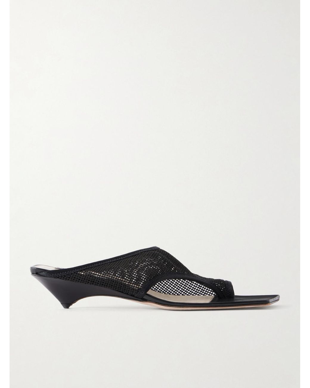 Christen White Leather-Trimmed 35 Mesh Sandals