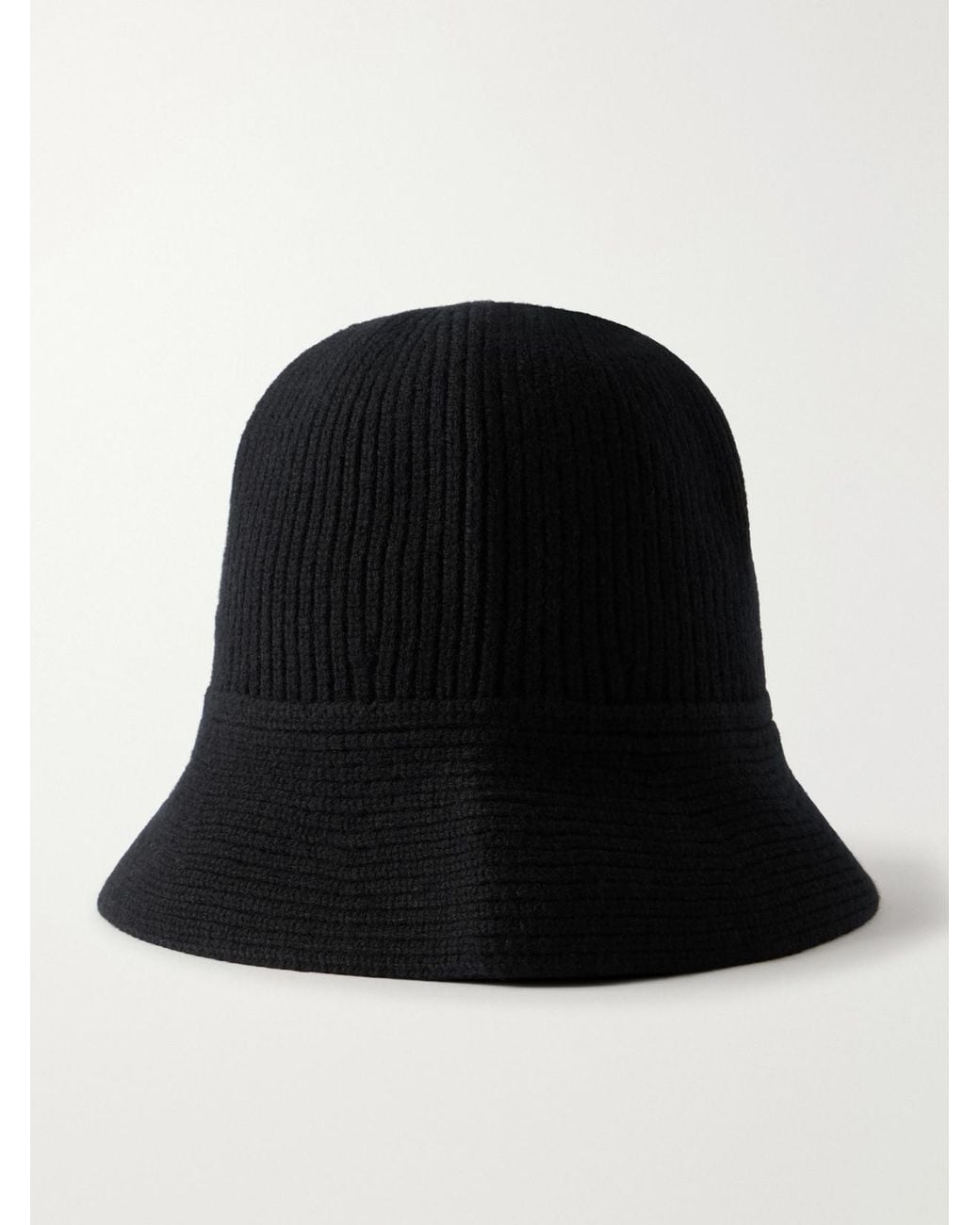 Nour Hammour Black Bruno Ribbed Merino Wool And Cashmere-Blend Bucket Hat