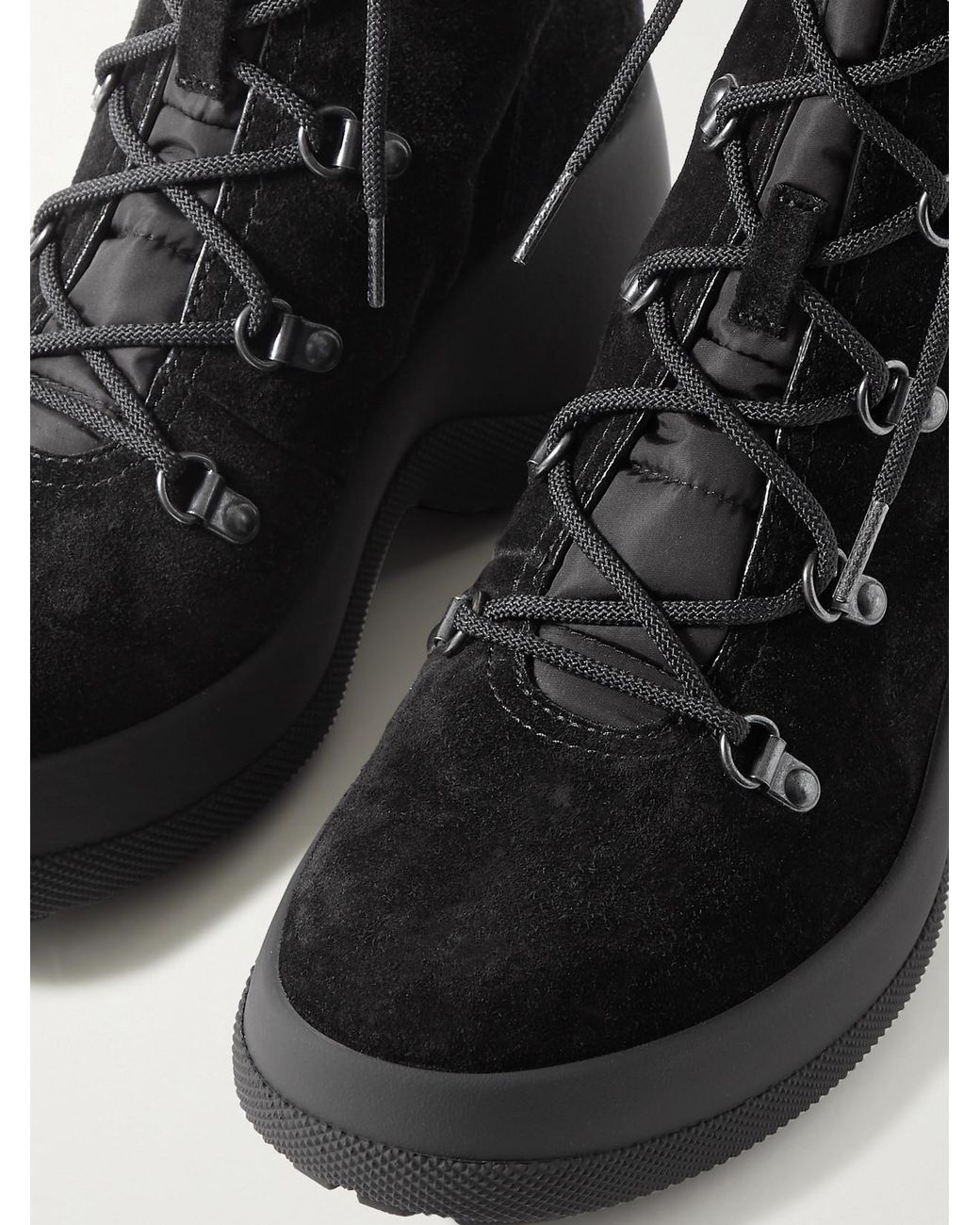Moncler Black Resile Trek Shell-Trimmed Suede Ankle Boots