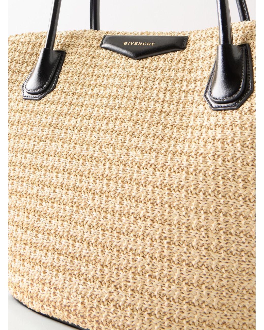 Givenchy Natural Antigona Small Leather-Trimmed Raffia Tote