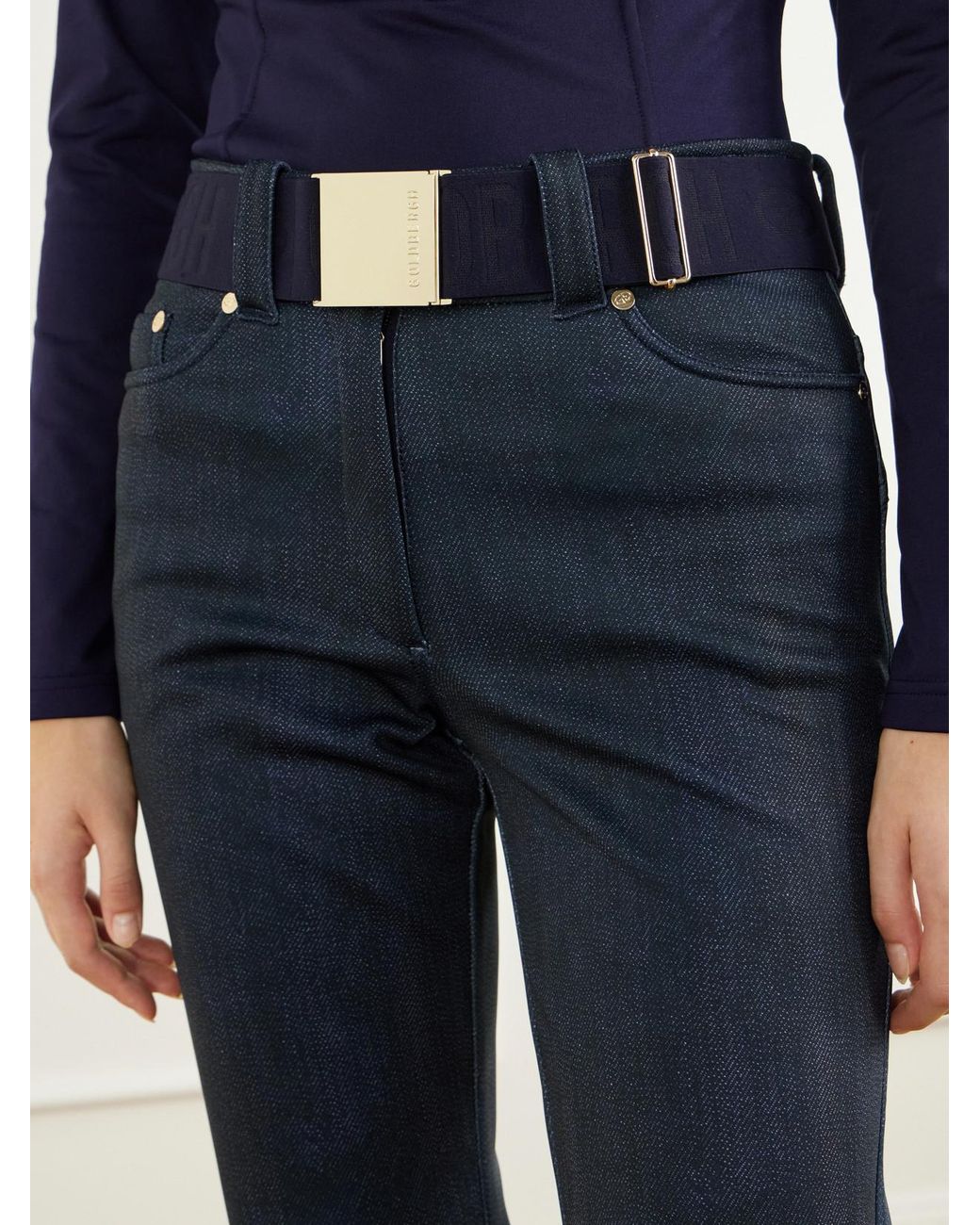 Goldbergh Blue Fuji Denim-Effect Belted Bootcut Shell Ski Pants