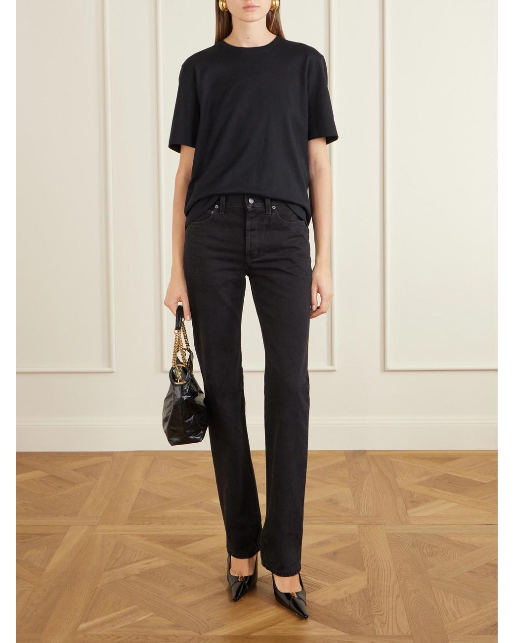 Saint Laurent Black Hortense Leather Shoulder Bag