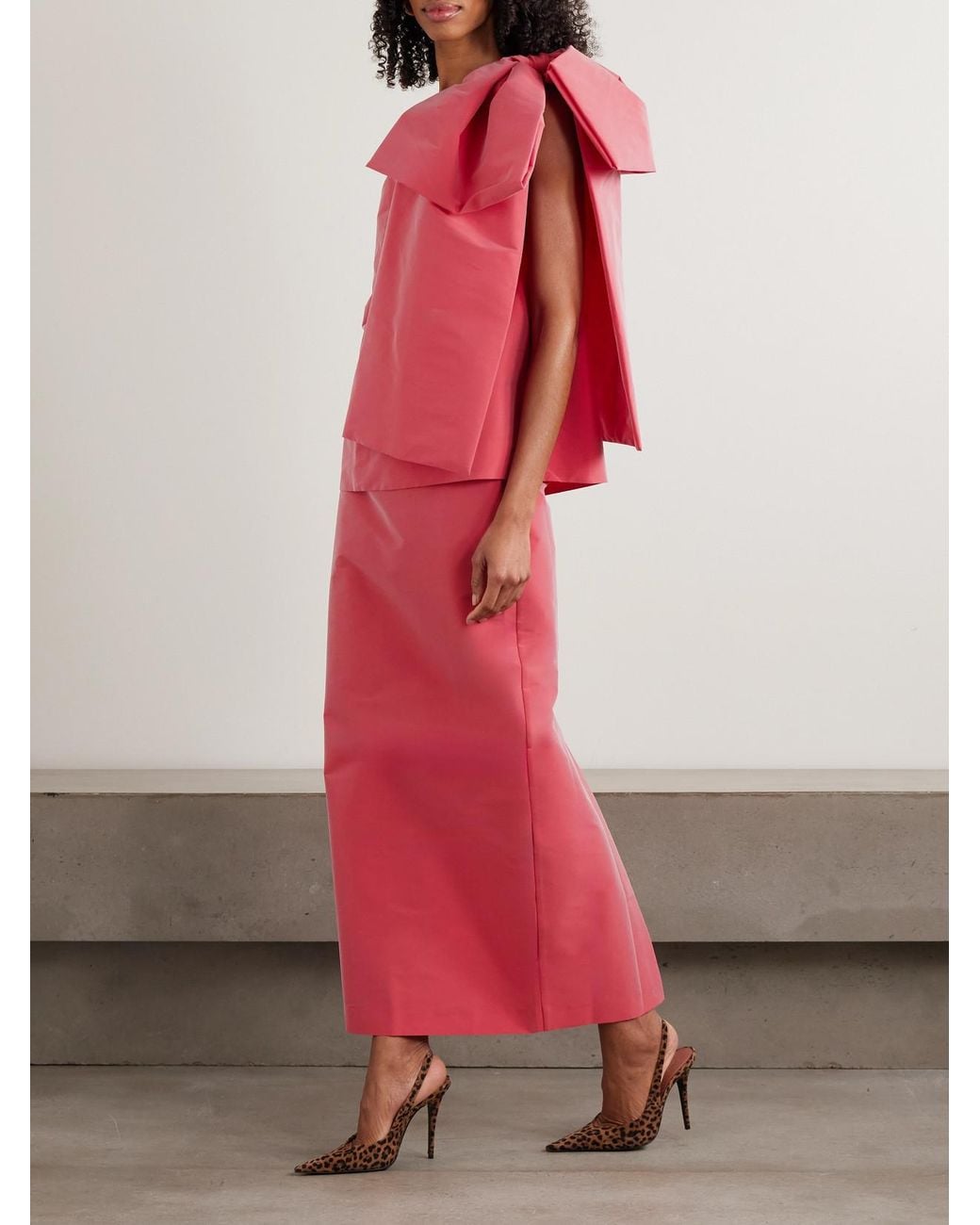 BERNADETTE Pink Norma Taffeta Maxi Skirt