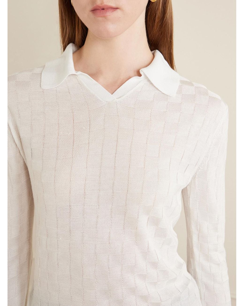 Kallmeyer White Caleb Knitted Polo Sweater
