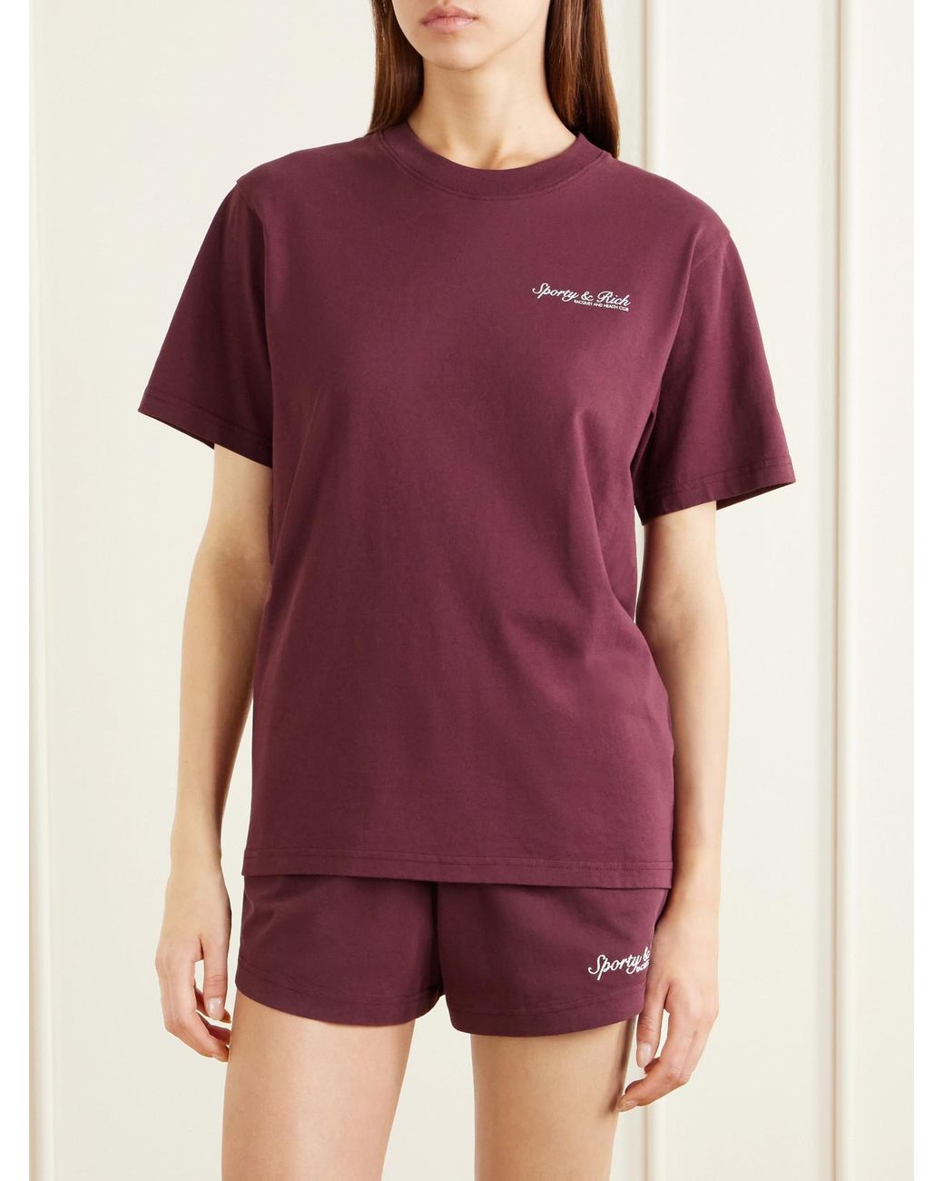 Sporty & Rich Red Syracuse Logo-Print Cotton-Jersey T-Shirt