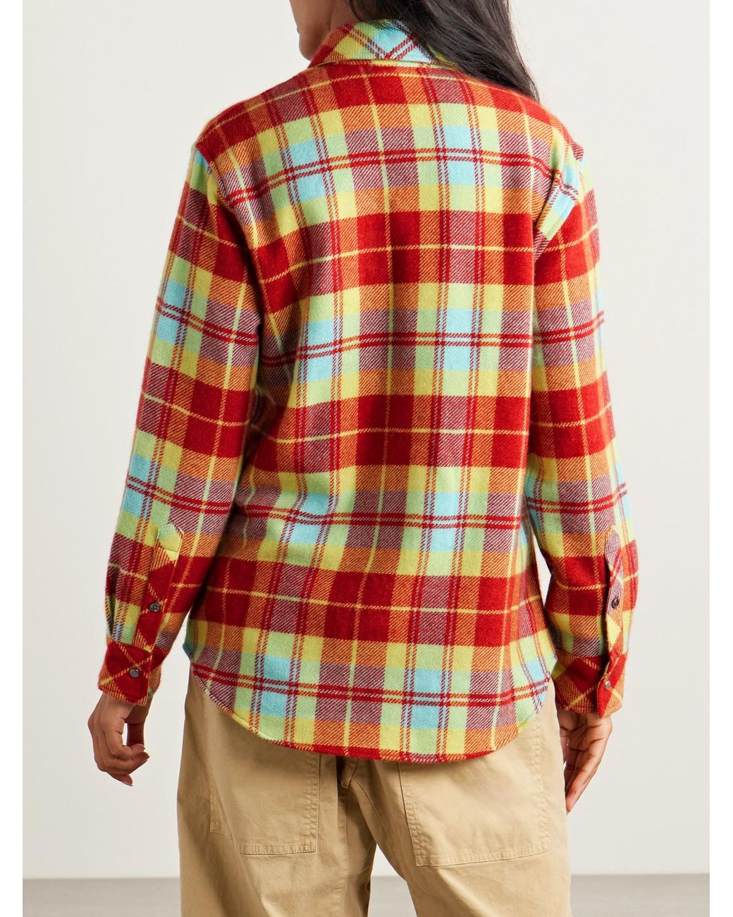 God's True Cashmere Red Checked Cashmere Shirt