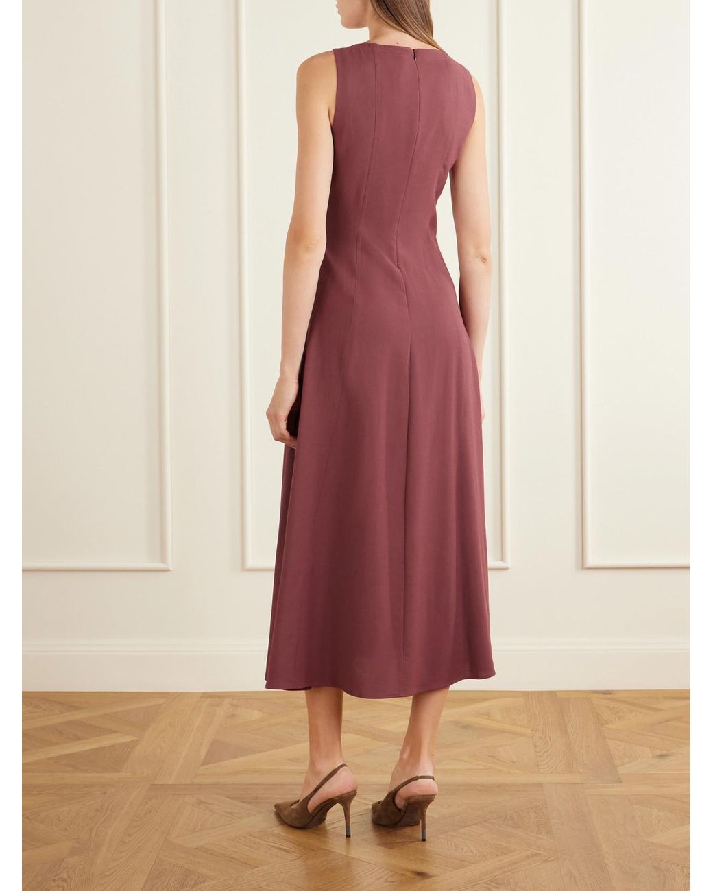 Brunello Cucinelli Purple Paneled Wool-Blend Midi Dress
